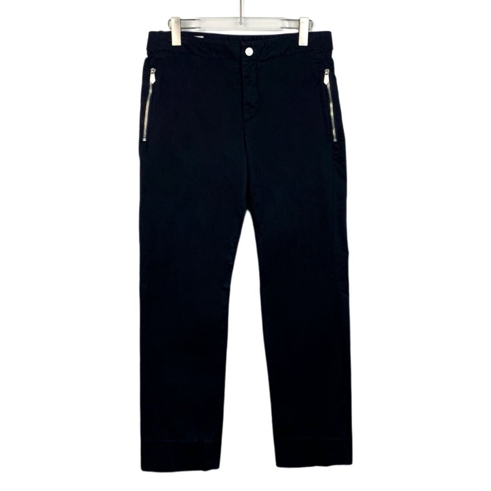 Hermes Black Cotton Straight Leg Trousers W/ Zipper Details Made In Italy Size 4
